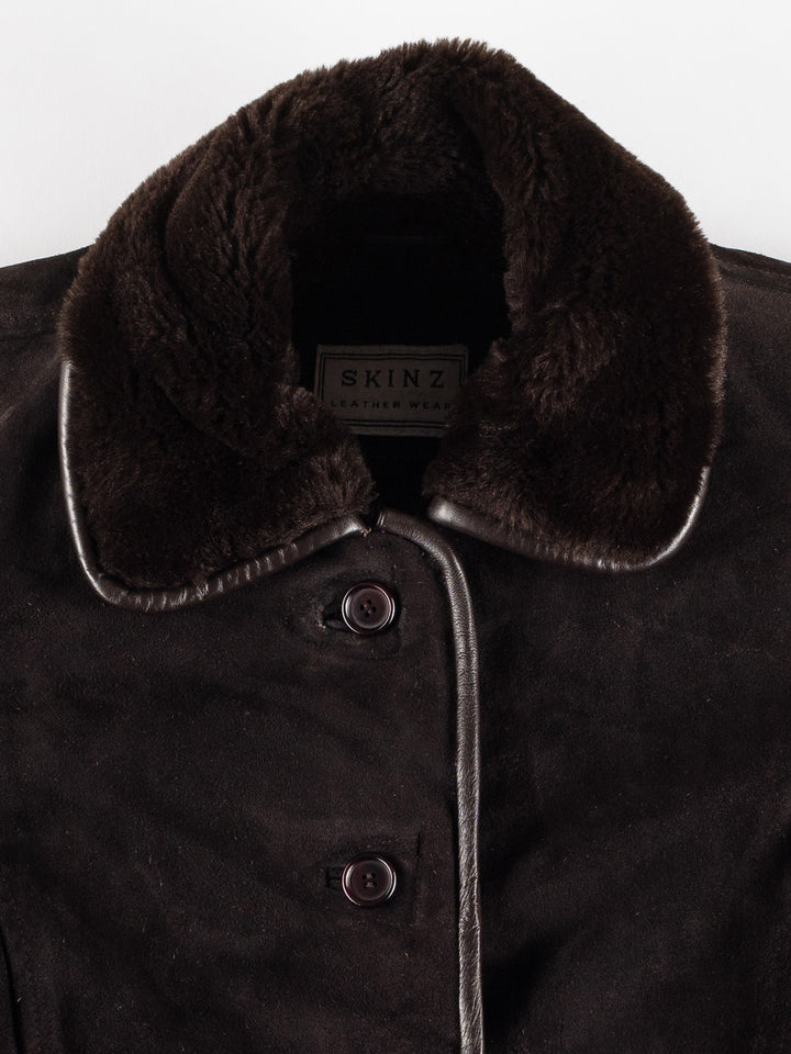 Vintage 70's Women Faux Sheepskin Jacket in BrownMN392