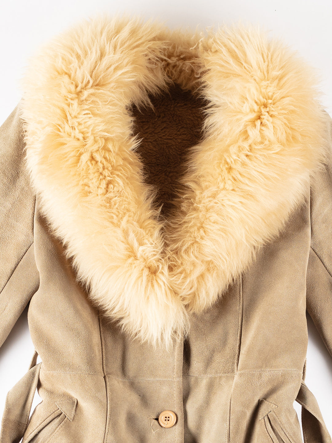 Vintage 70's Women Faux Sheepskin Coat in BeigeMN277