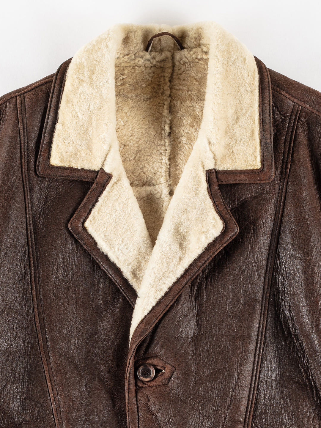 Vintage 80's Men Sheepskin Coat in BrownVN769