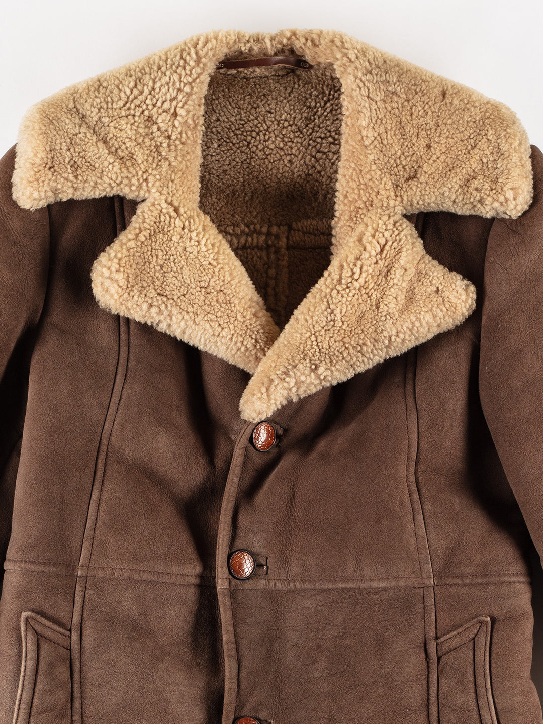 Vintage 70's Men Sheepskin Coat in BrownVN730