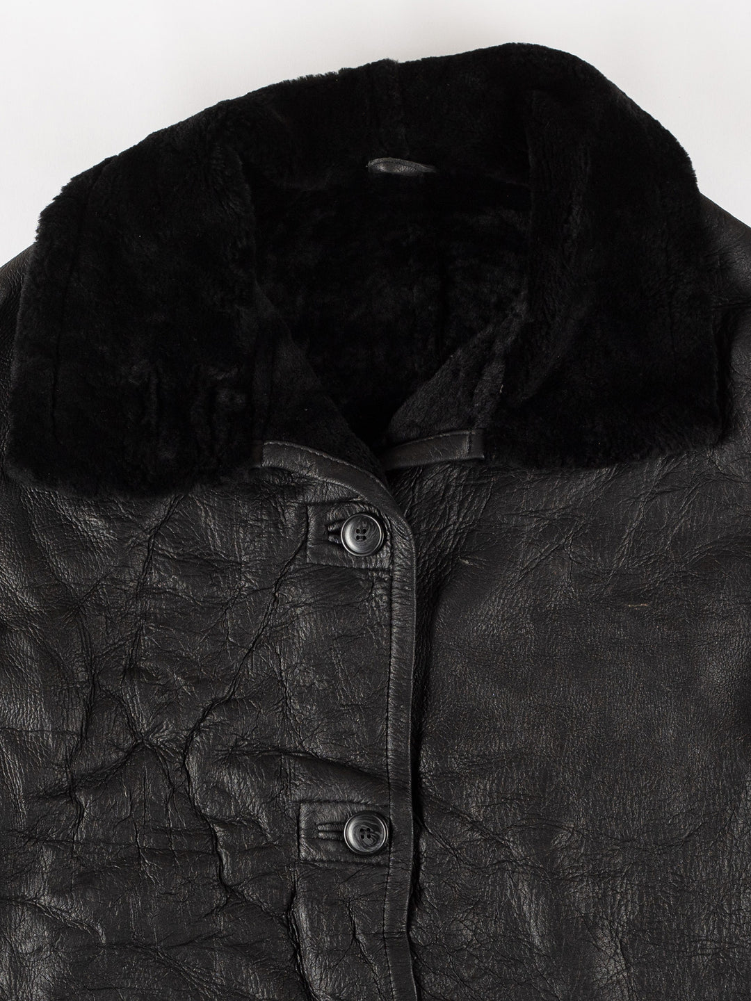 Vintage 80's Men Sheepskin Coat in BlackVN664