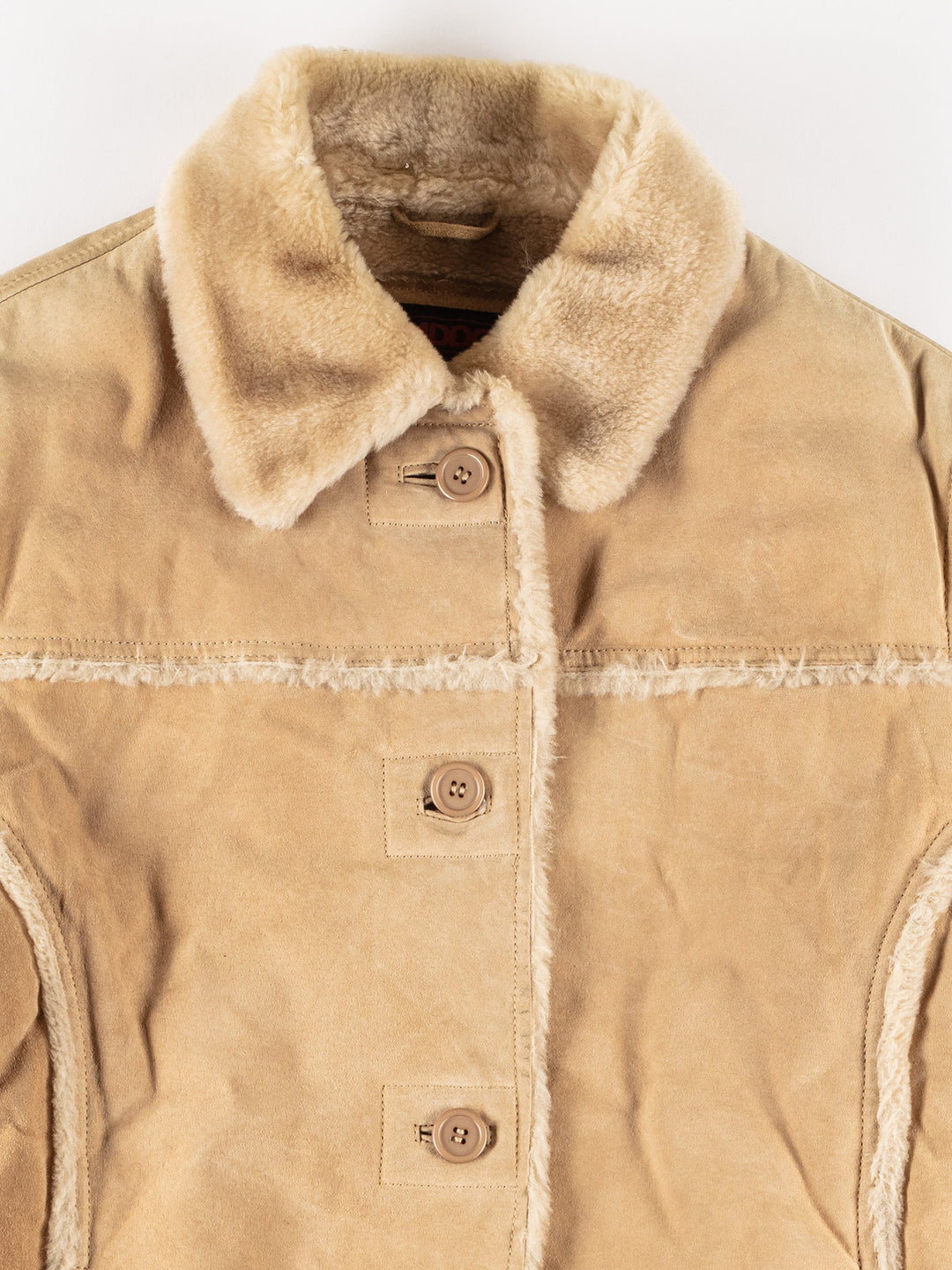Vintage 80's Women Faux Sheepskin Jacket in BeigeMN650