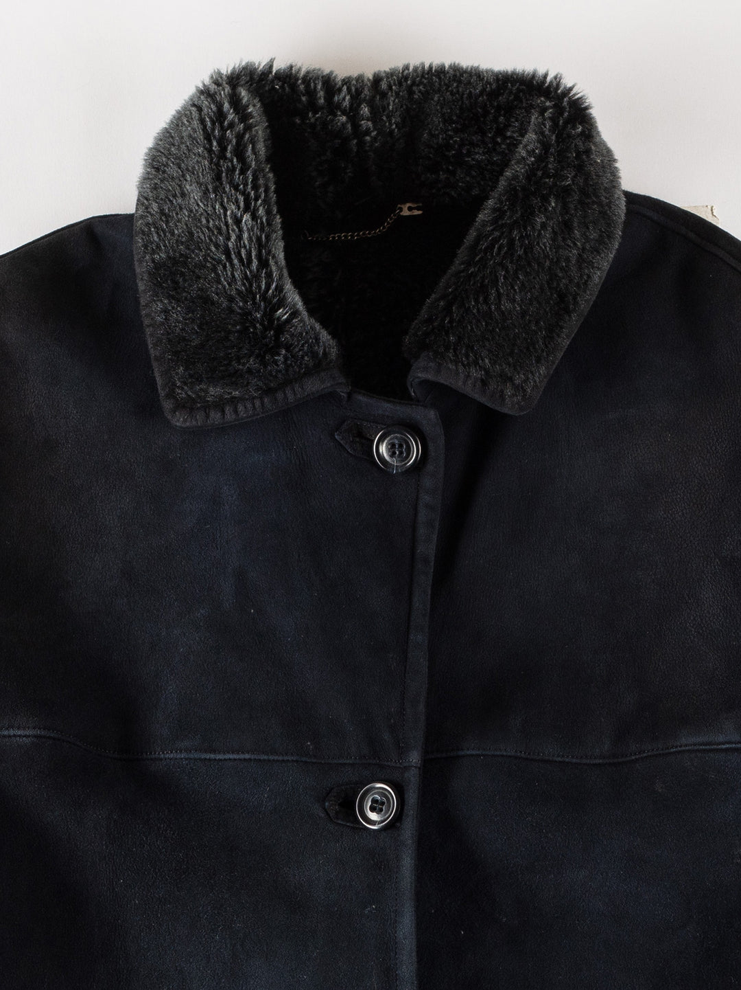 Vintage 80's Women Sheepskin Coat in BlueMN721