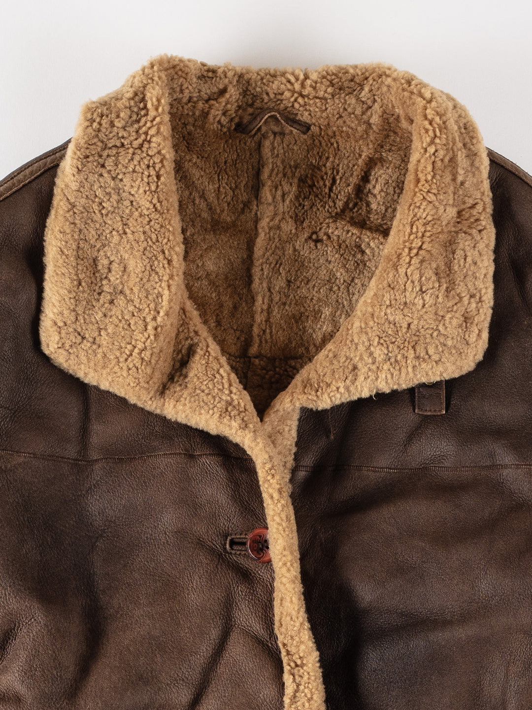 Vintage 80's Women Sheepskin Jacket in BrownMN595