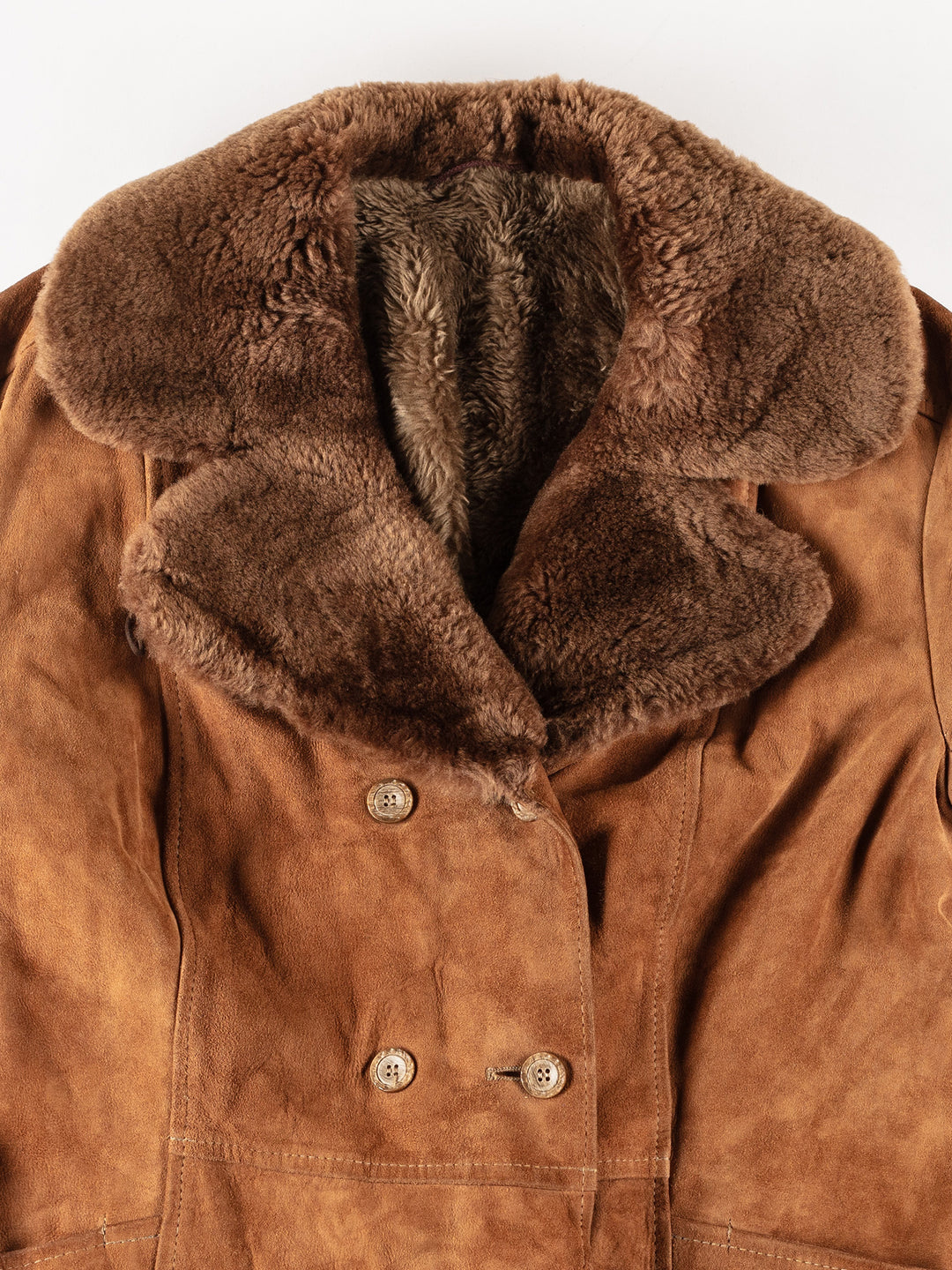 Vintage 70's Women Faux Sheepskin Coat in BrownMN272