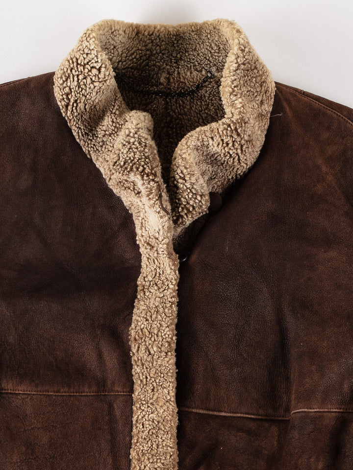 Vintage 80's Women Sheepskin Coat in BrownMN586