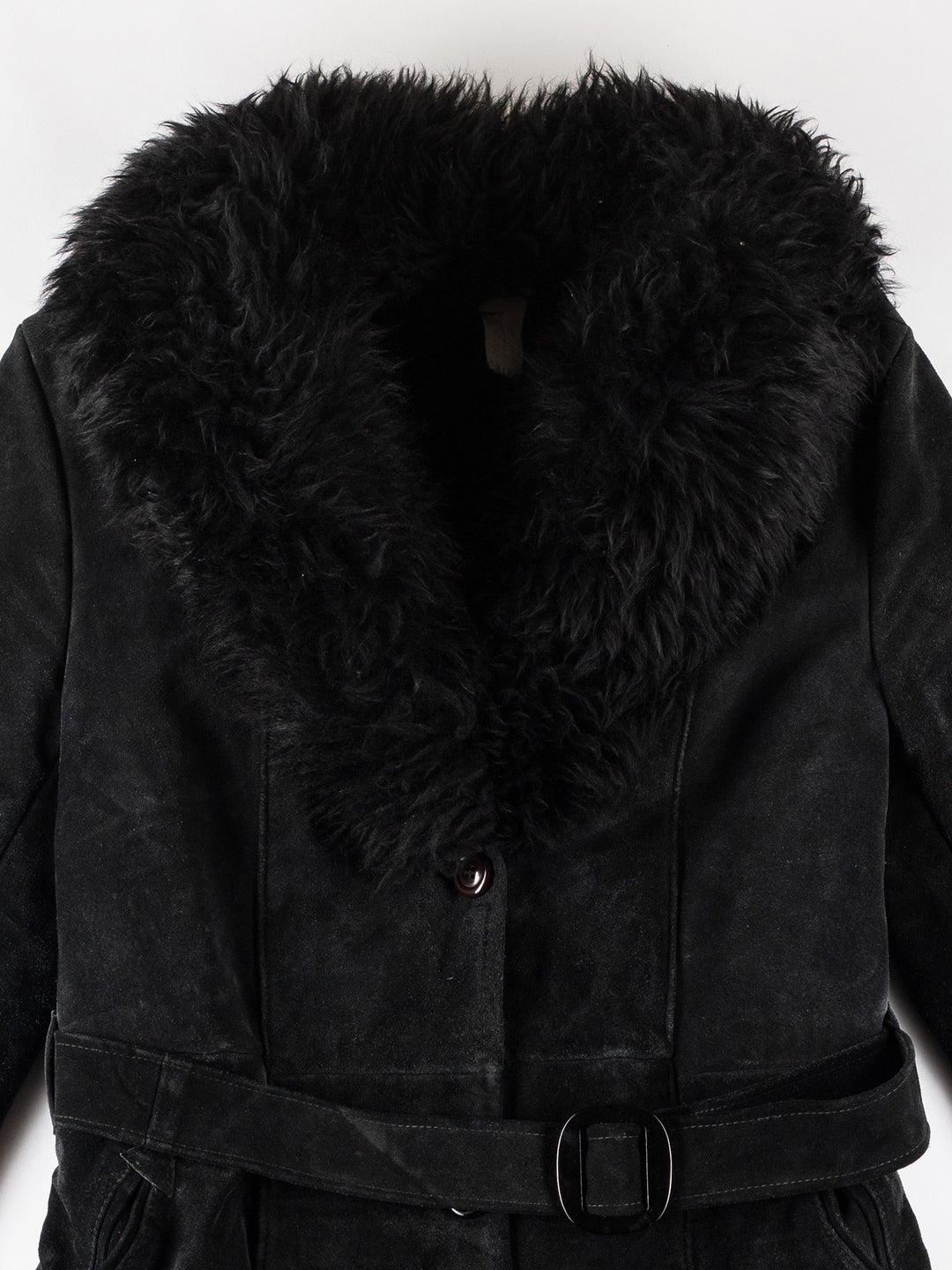 Vintage 70's Women Faux Sheepskin Coat in BlackMN643