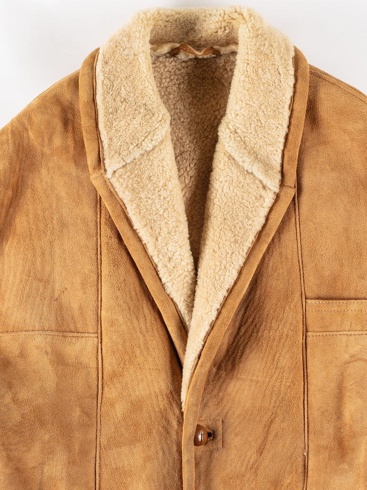 Vintage 80's Men Sheepskin Coat in BrownVN675