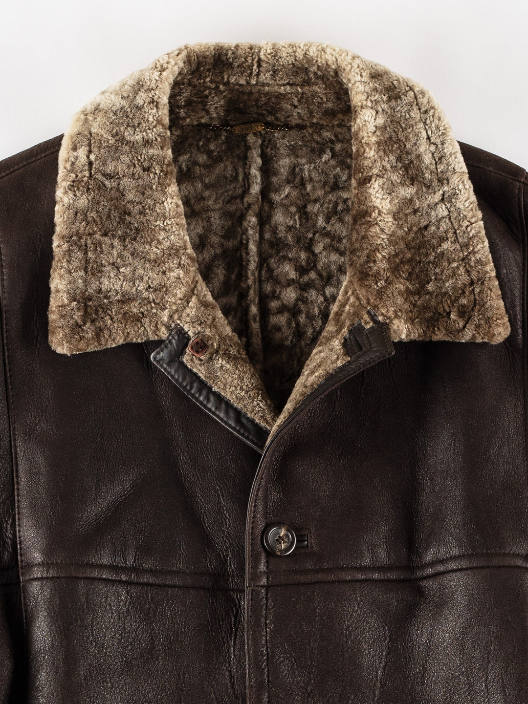 Vintage 80's Men Sheepskin Coat in BrownVN656