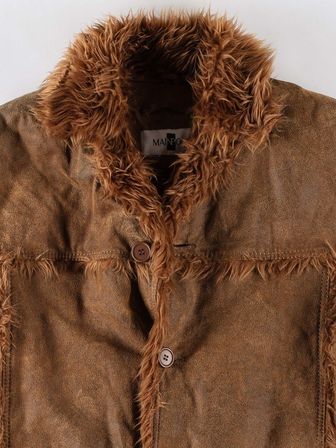 Vintage 80's Men Faux Sheepskin Coat in BrownVN641
