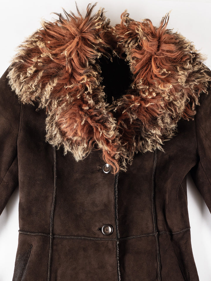 Vintage 70's Women Sheepskin Coat in BrownMN373