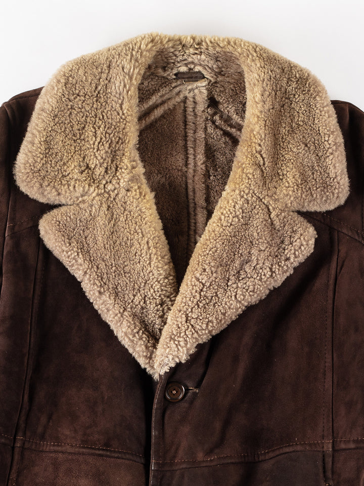 Vintage 70's Men Sheepskin Coat in BrownVN305