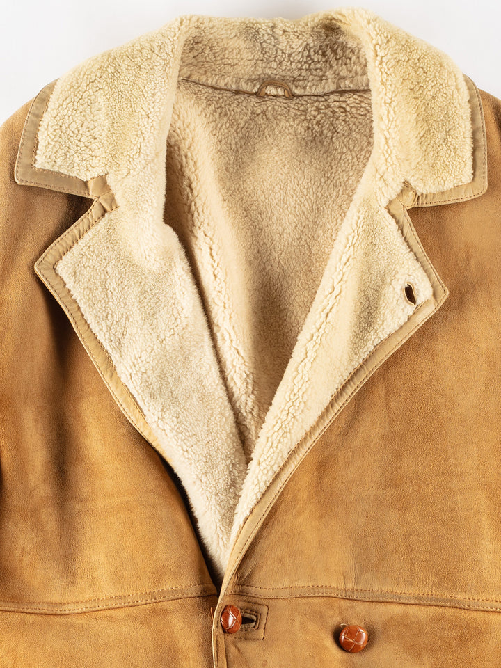 Vintage 70's Men Sheepskin Coat in BrownVN772