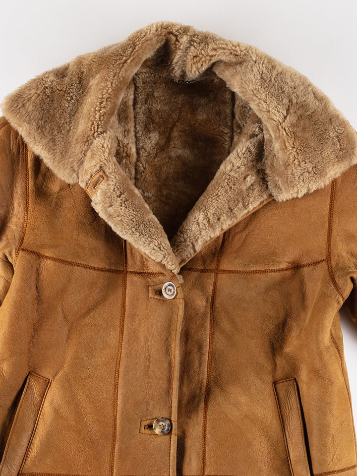 Vintage 80's Women Sheepskin Coat in BrownMN616