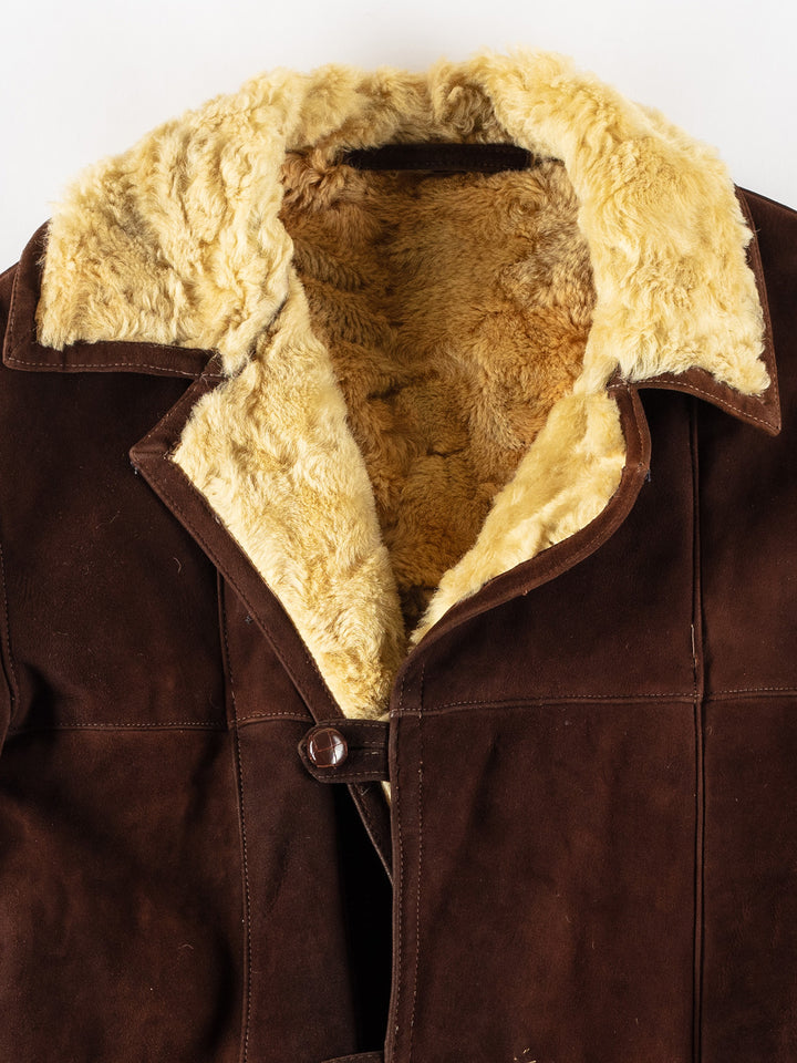 Vintage 70's Men Sheepskin Coat in BrownVN757