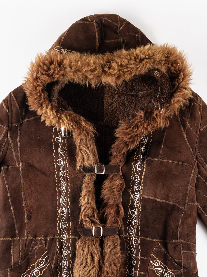 Vintage 70's Women Sheepskin Coat in BrownMN287
