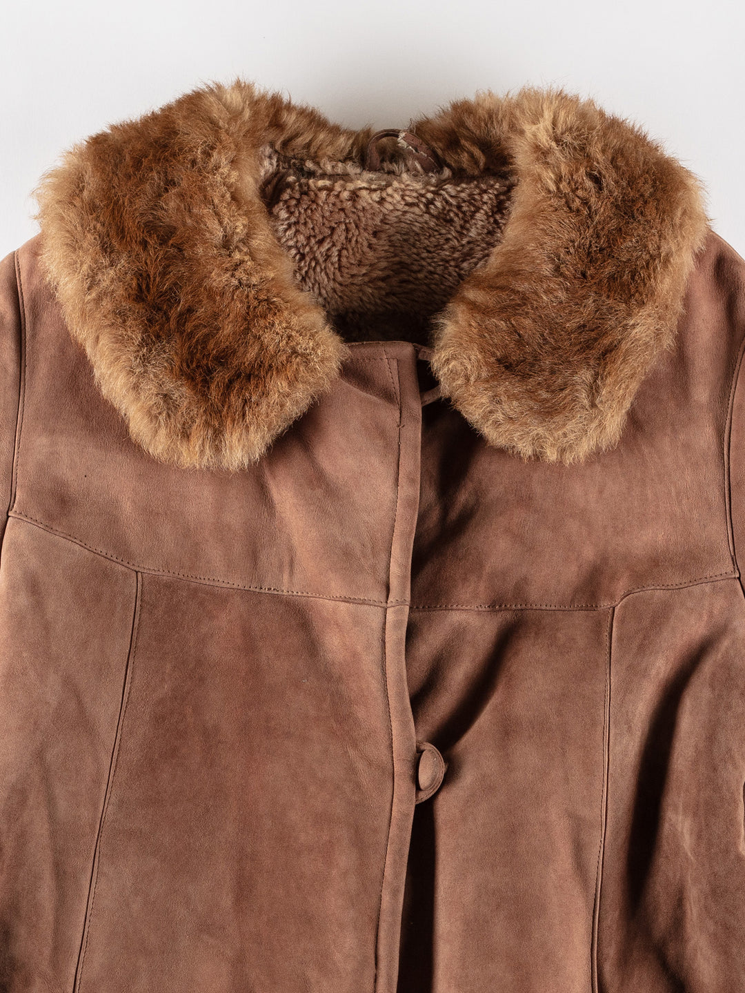 Vintage 80's Women Penny Lane Sheepskin Coat in Brown