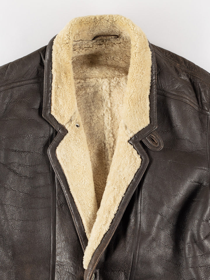 Vintage 80's Men Sheepskin Coat in BrownVN563