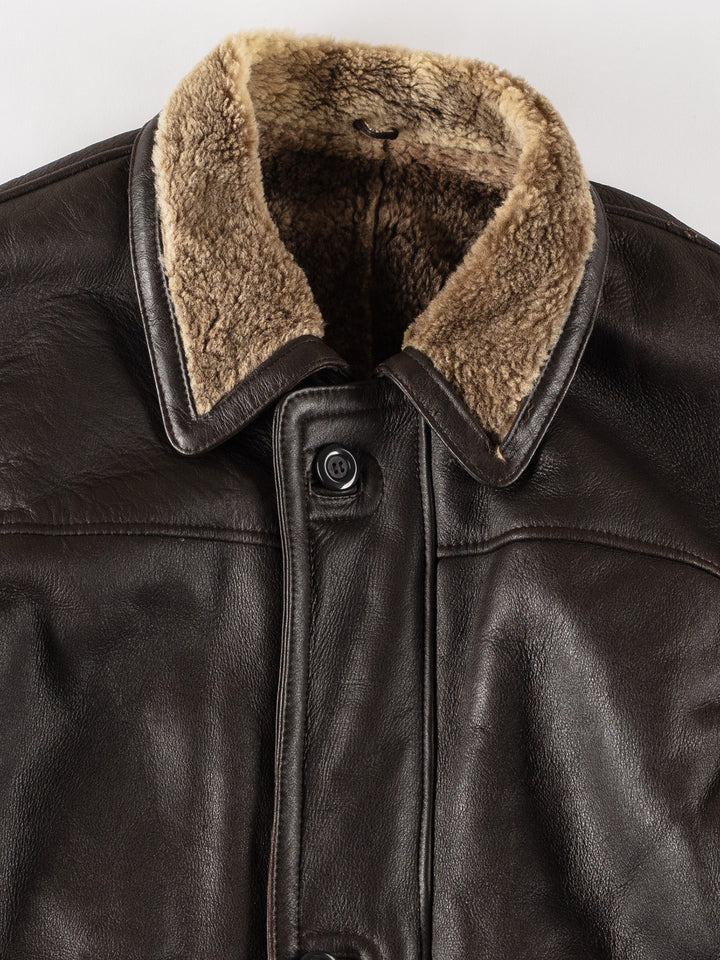Vintage 80's Men Sheepskin Coat in BrownVN422