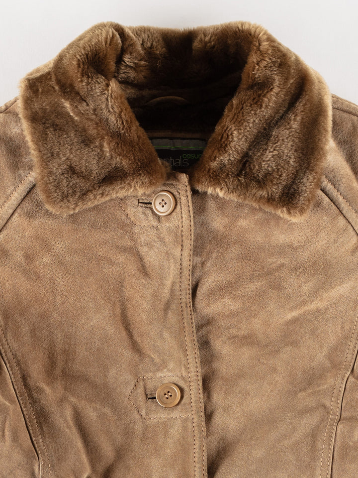 Vintage 70's Women Faux Sheepskin Coat in BeigeMN802