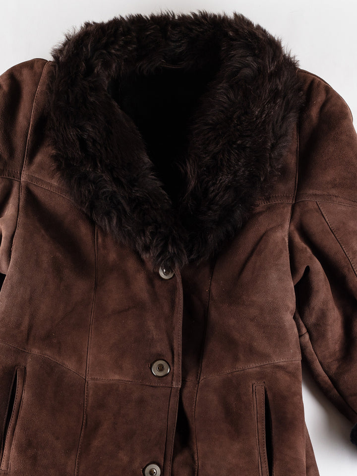 Vintage 70's Women Sheepskin Coat in BrownMN499