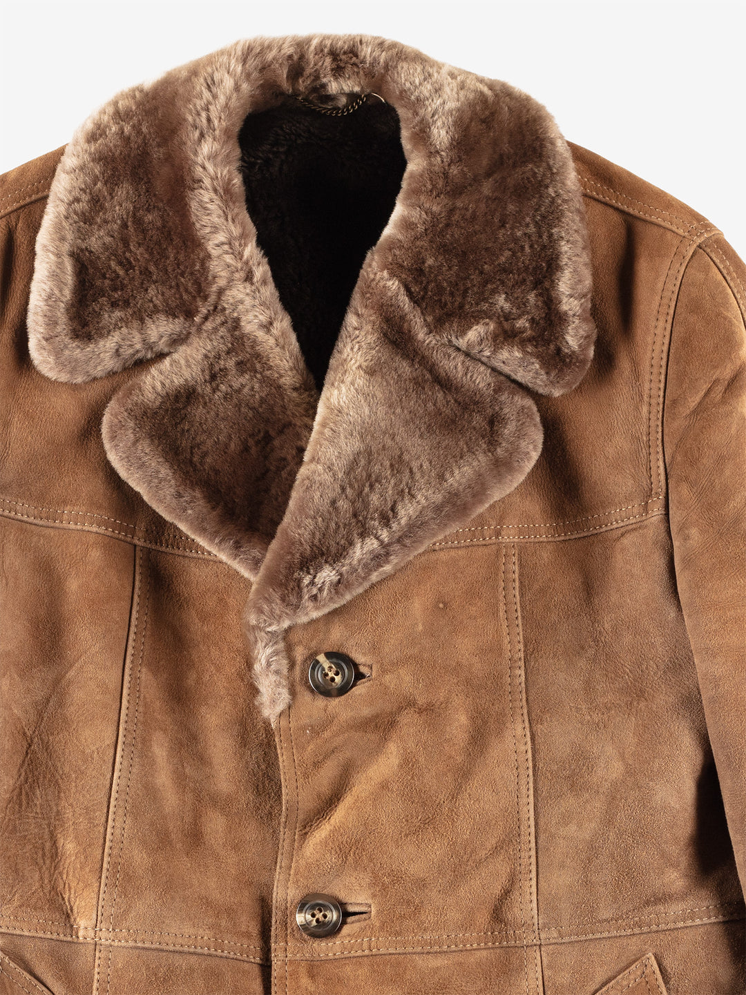 Vintage 70's Men Faux Sheepskin Coat in Brown