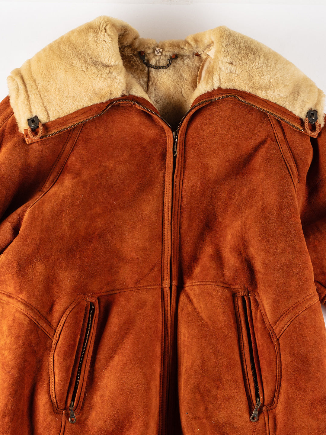 Vintage 80's Men Sheepskin Coat in OrangeVN427