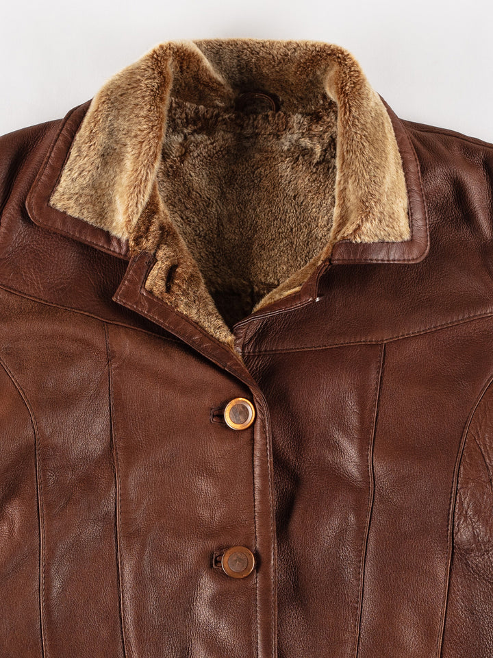 Vintage 70's Women Sheepskin Jacket in BrownMN489