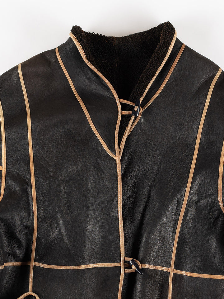 Vintage 80's Women Sheepskin Coat in BlackMN456