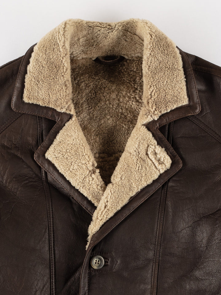 Vintage 80's Men Sheepskin Coat in BrownVN577