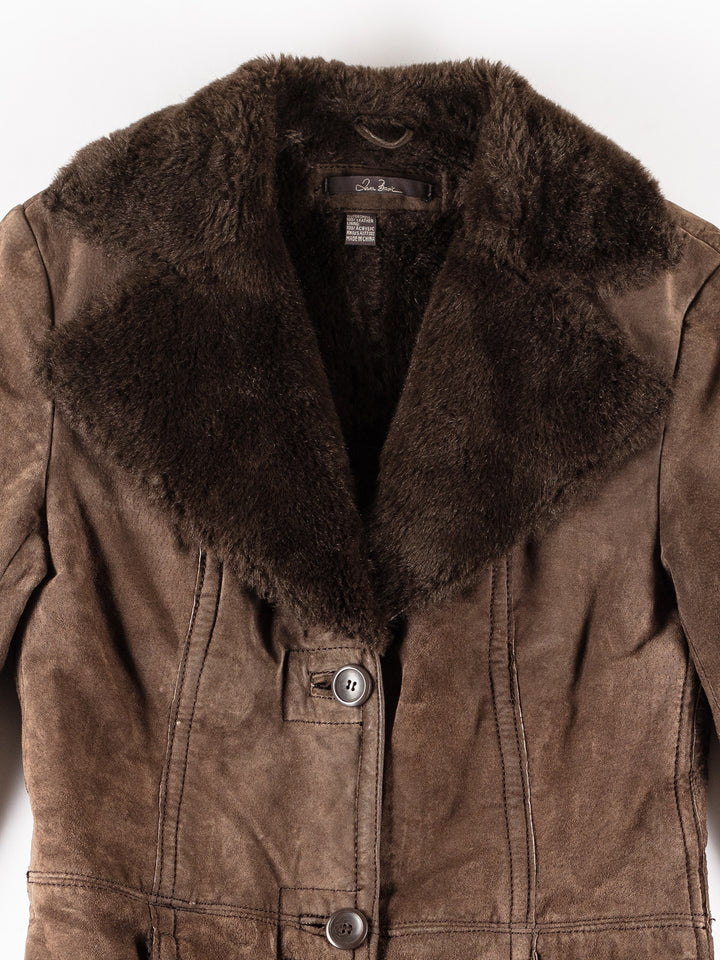 Vintage 70's Women Faux Sheepskin Coat in BrownMN331