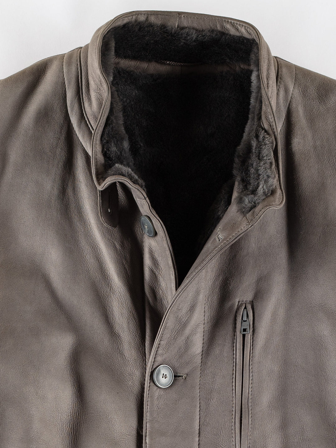 Vintage 80's Men Sheepskin Coat in GrayVN786