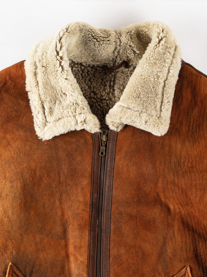 Vintage 80's Women Sheepskin Coat in BrownMN472