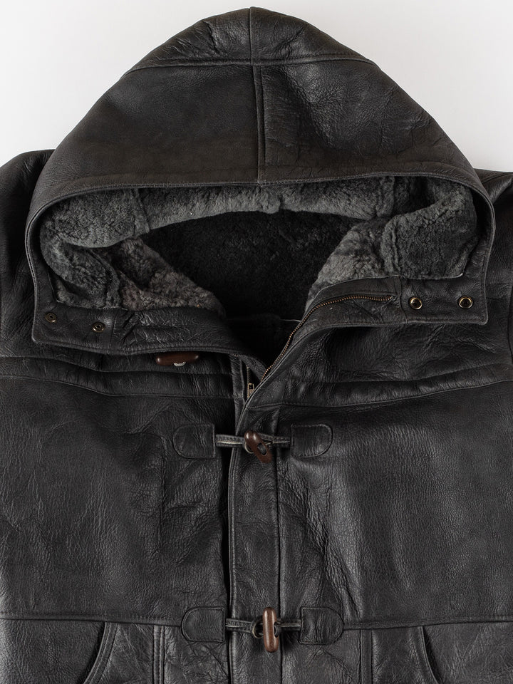 Vintage 80's Men Sheepskin Coat in BlackVN561