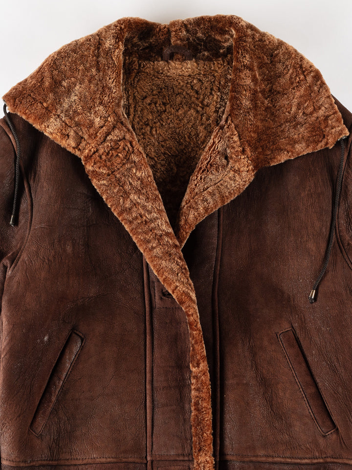 Vintage 80's Women Sheepskin Coat in BrownMN710