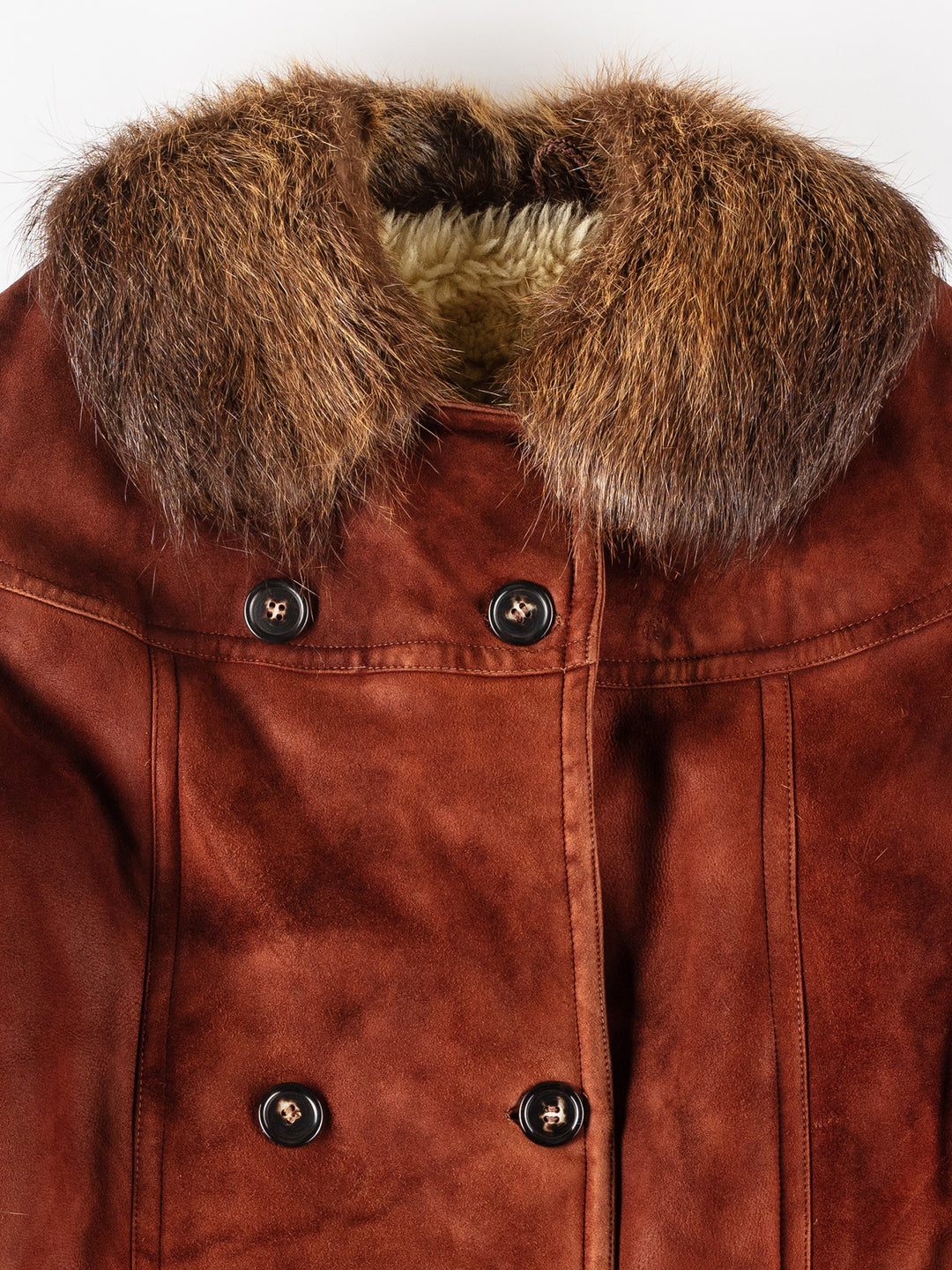 Vintage Women Sheepskin Coat in RedMN279