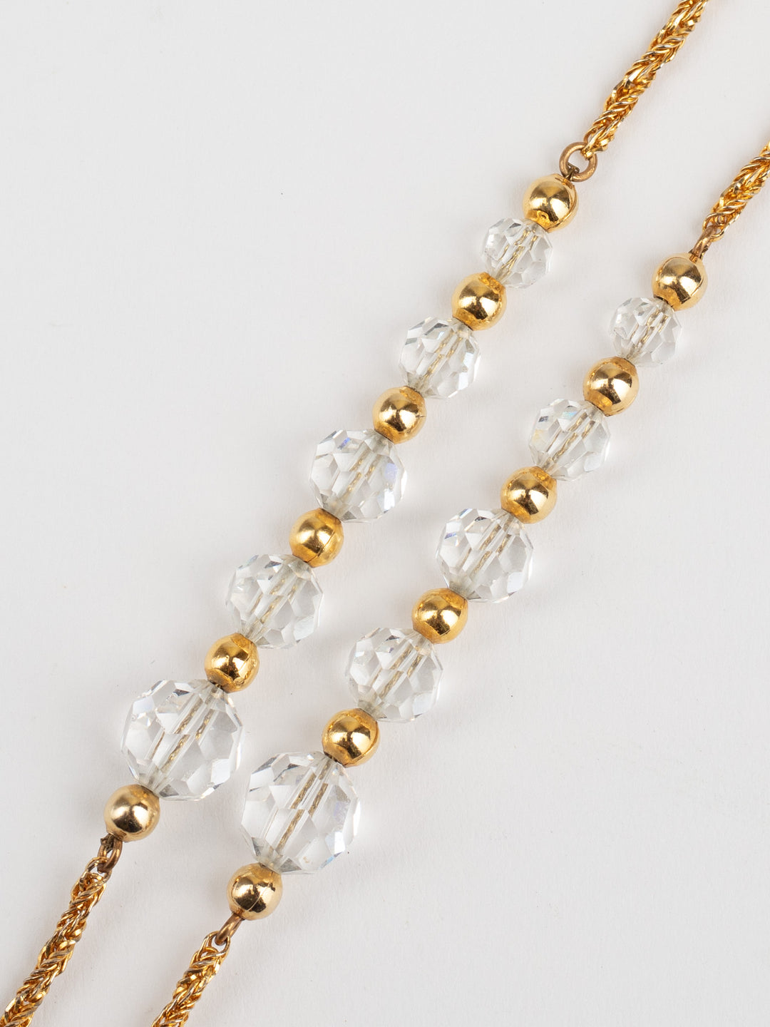 Vintage 60s Gold-Tone Necklace with Large Faceted Glass Pendant