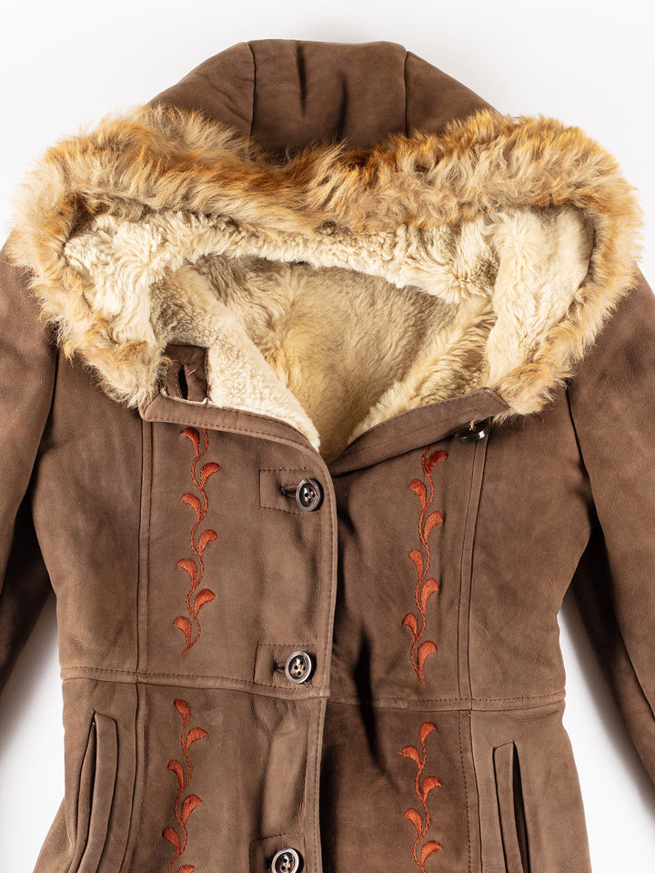 Vintage 70's Women Sheepskin Coat in BrownMN333