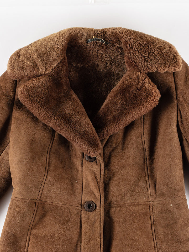 Vintage 70's Women Sheepskin Coat in BrownMN449