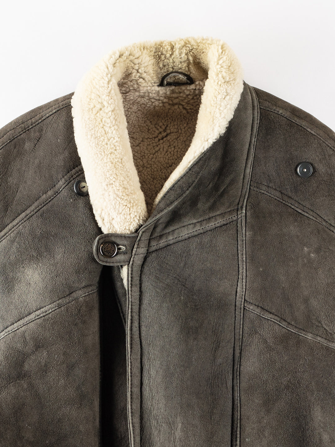 Vintage 80's Men Sheepskin Coat in GrayVN316