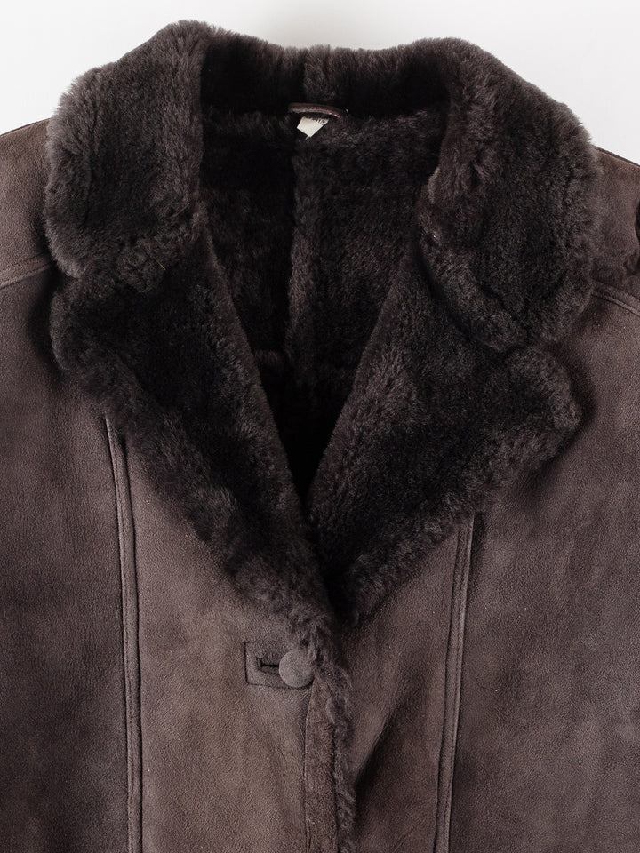 Vintage 80's Women Sheepskin Coat in PurpleMN278