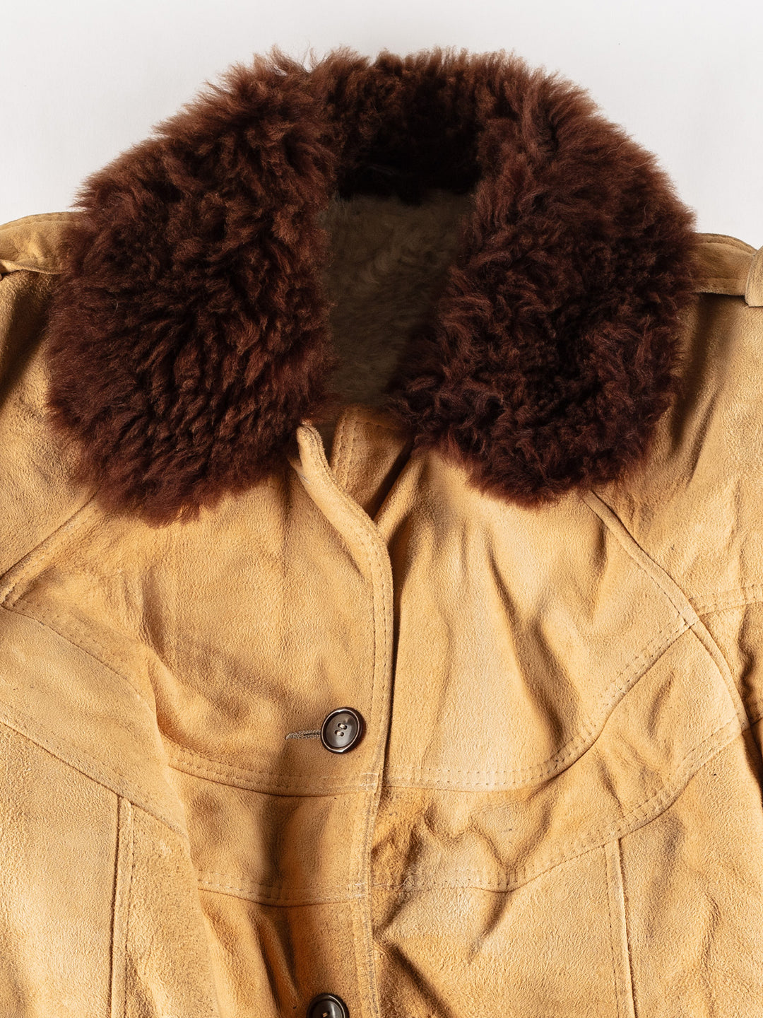 Vintage 80's Women Sheepskin Coat in BeigeMN495
