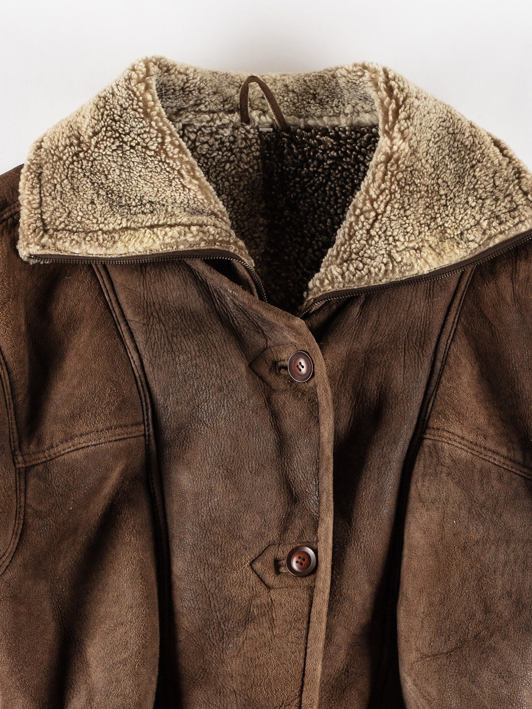 Vintage 80's Women Sheepskin Coat in BrownMN488