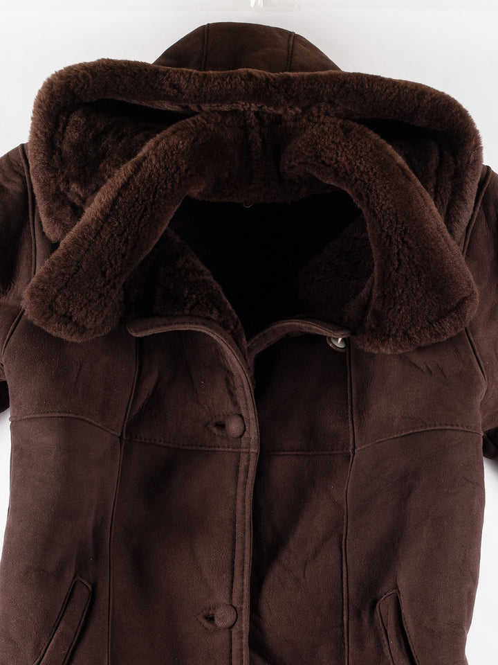 Vintage 80's Women Sheepskin Coat in BrownMN451