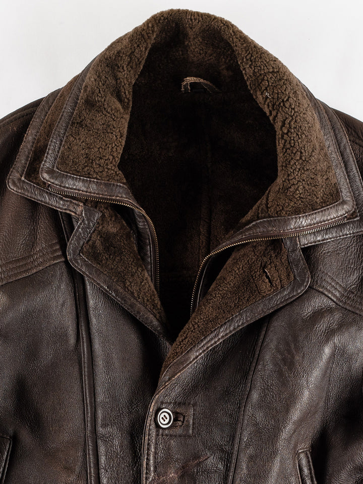 Vintage 80's Men Sheepskin Coat in BrownVN446