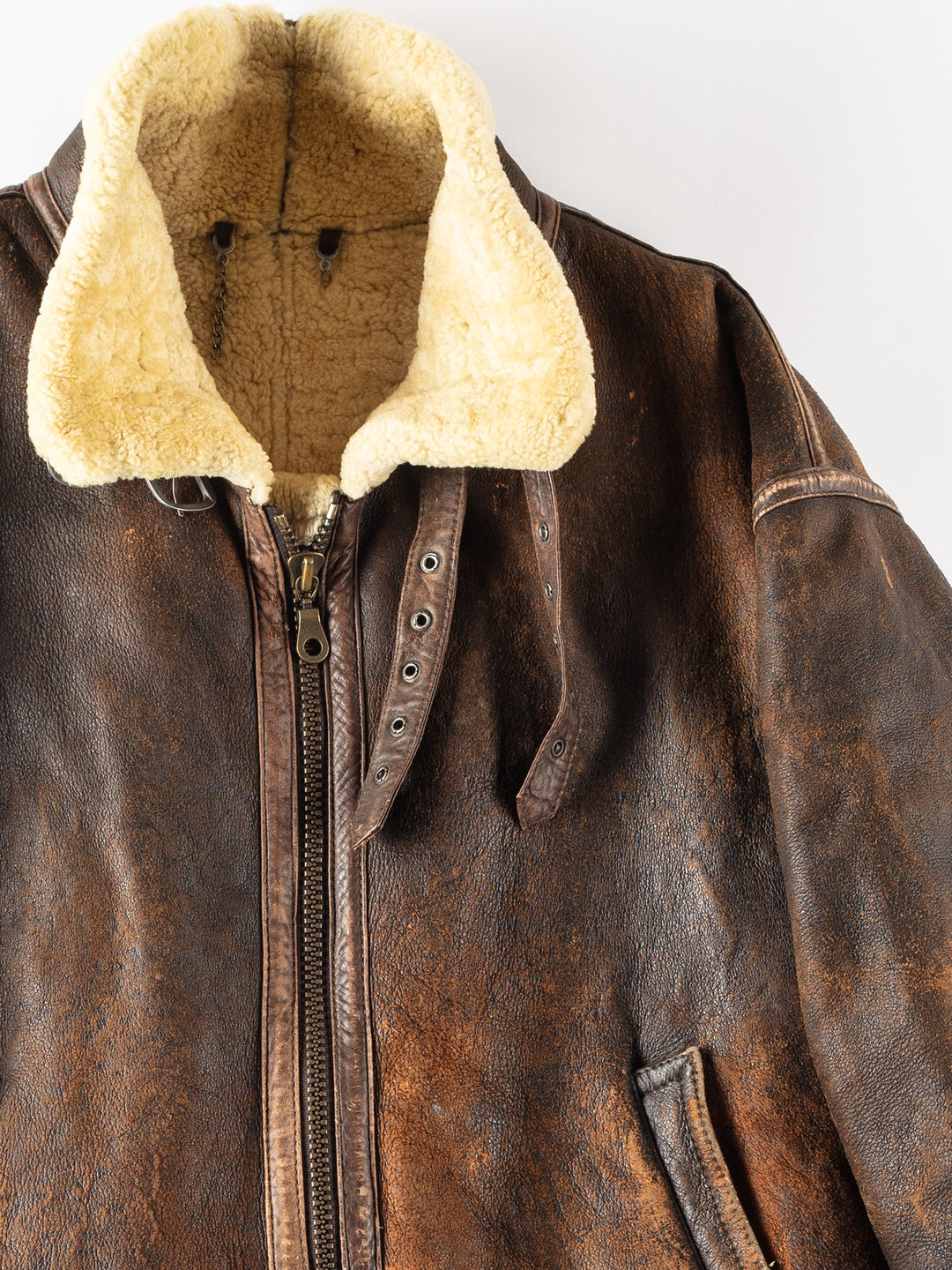 Vintage 90's Men Sheepskin Shearling Jacket in Brown