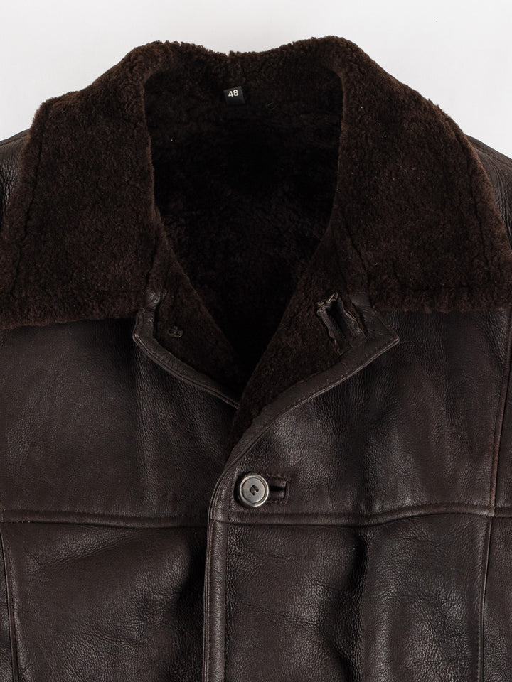 Vintage 80's Men Sheepskin Coat in BrownVN448