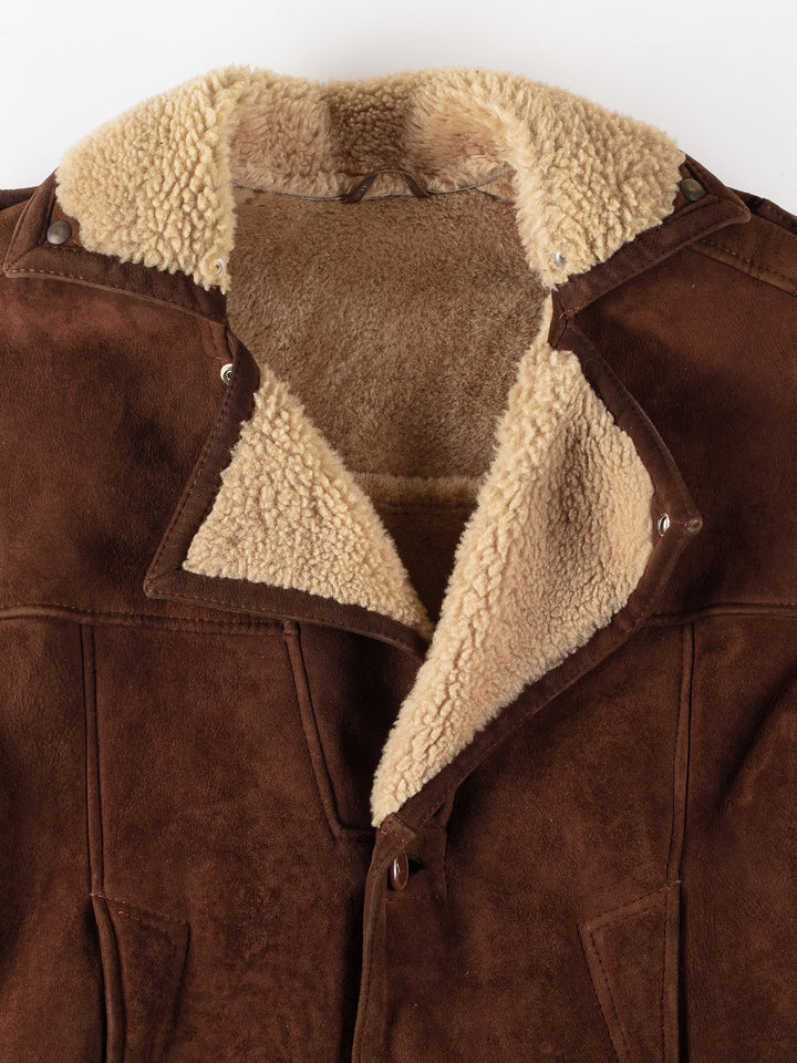Vintage 80's Men Sheepskin Coat in BrownVN290