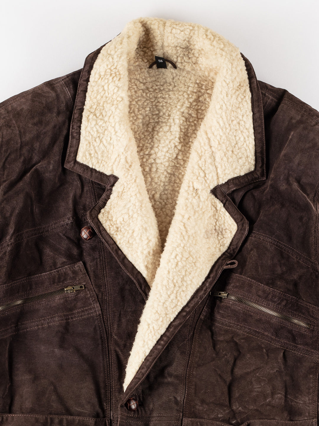 Vintage 80's Men Faux Sheepskin Coat in BrownVN572