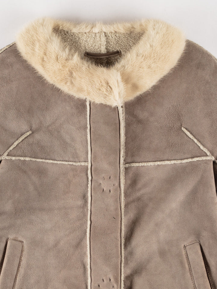 Vintage 70's Women Sheepskin Jacket in GrayMN359